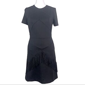 Gianni Bini Black T-shirt Dress with Fringe Waist- EUC